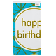 Скатерть Праздничная Фольгированная С Надписью Happy Birthday Золотые Полоски 137x183см | Голубой - изображение 1