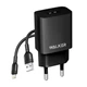 Мережевий зарядний пристрій WALKER WH-26 1USB / 2.1A +кабель Lightning black - зображення 1