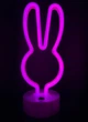 Неоновый светодиодный ночник для интерьера Decoration Lamp Зайчик USB/3хАА Розовый | Настольный светильник | 722821 - изображение 2