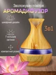 Увлажнитель воздуха мини аромадиффузор настольный c LED USB подсветкой NAZIM ультразвуковой под дерево в форме вазы - изображение 1