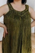 Літній сарафан вільного крою FREE SIZE (на ОГ 100-108 см) кольору хакі з вишивкою спереду №565 - изображение 2