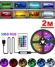 USB світлодіодна стрічка 2м + пульт ДУ LED 7572 RGB ( SMD 5050 ) - зображення 1