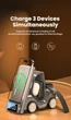 Беспроводная док-станция для зарядки смартфона/наушников Airpods/часов Apple Watch Toocki T20 5 в 1 15W Gray Car с функцией часов, будильника - изображение 3