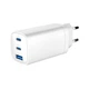 Зарядний пристрій Gembird USB-A + 2xType-C (PD18W + QC3.0 27W) white (TA-UC-PDQC65-01-W) - зображення 1