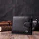 Мужской горизонтальный бумажник среднего размера из натуральной кожи ST Leather с монетницей и хлястиком черный (bg224fash84) - изображение 12