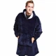 Плед толстовка Huggle Hoodie blue с капюшоном рукавами onesize - изображение 13