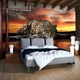 Флизелиновые фотообои природа животные Кошки Ягуар 254 x 184 см 3D Отражение леопарда в воде (126V4)+клей - изображение 1
