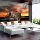 Флизелиновые фотообои природа животные Кошки Ягуар 254 x 184 см 3D Отражение леопарда в воде (126V4)+клей - изображение 5