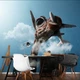 Флізелінові фотошпалери хмари небо 3D 416 x 290 см Тварини - Жираф піймав літак (13158VEXXXXL)+клей - зображення 4
