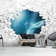 3D Флизелиновые фото обои на стену 254 x 184 см Детские - Космонавт витает за кирпичной стеной (13745V4)+клей - изображение 8