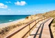 Красивая природа флизелиновые фотообои 3D Морской пляж Пейзаж Деревянный пешеходный мост (14108V)+клей - изображение 2