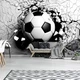 Флизелиновые черно-белые фотообои 3d детские для мальчиков 254x184 см Спорт - стена и футбольный мяч (14508V4)+клей - изображение 8