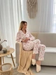 Женская муслиновая пижама Веточки с красным COSY брюки+рубашка S белая M230P - изображение 7