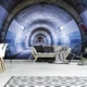 Флизелиновые фотообои с городами в интерьере 416x254 см 3D Синий авто туннель (12624VEXXXL)+клей - изображение 4
