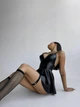 Кожаное сексуальное платье для женщин с чулками 8013 Simply Sexy черная М - изображение 4
