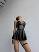 Кожаное сексуальное платье для женщин с чулками 8013 Simply Sexy черная М - изображение 5