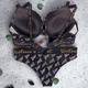 Женский комплект белья с формованной чашкой PUS\H UP Victoria`s Secret 002k 75B Черный с принтом - изображение 4