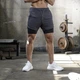 Шорты с тайтсами для фитнеса мужские Muscle Doctor S-M серо-черный - изображение 2