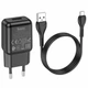 Мережевий зарядний пристрій Hoco C96A Charger 2,1A кабель Micro USB, Black - зображення 1