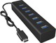 Hub USB ICY BOX 7-port USB Type-A with USB Type-C interface Black (IB-HUB1700-C3) - obraz 2