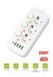 Фільтр-подовжувач DYXON 3+4 USB-A + USB-C (PD) + 3 Power switch 2M White - зображення 1