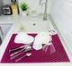 Кухоний килимок для сушіння посуду EVAPUZZLE KITCHEN 50x30 см сушарка для посуду Бордовий - зображення 5