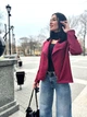 Жіноча замшева куртка-жакет Fashion 42/44 бордовий - зображення 6