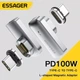 Магнитный адаптер ESSAGER 100Вт Type C – USB C угол 90 градусов с конектором Быстрая зарядка PD3.0 и передача данных 20Гбит/с Видеовыход 4K/60Гц (729972590405) - изображение 1