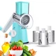 Овочерізка мультислайсер Tabletop Drum Grater Kitchen Master Терка для овочів та фруктів 3 насадки. Колір блакитний - зображення 9