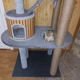 Стильная когтеточка с домиком игровой комплекс для кошек, котов всех пород 190х80х60см серо бежевая - изображение 13