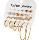 Бижутерные серьги 2045 набор 12 пар микс золотые гвоздики Fashion Jewelry gold - изображение 1