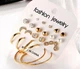 Бижутерные серьги 2045 набор 12 пар микс золотые гвоздики Fashion Jewelry gold - изображение 3