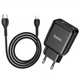 Мережевий Зарядний Пристрій Hoco N5 (PD/QC3.0) 1Type-C+1USB/3A/20W + (Type-C - Lightning) (Чорний) - изображение 1