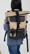 Жіночий рюкзак ролтоп для ноутбука Rolltop для подорожей бежевого кольору з екошкіри - зображення 5