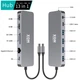 USB-хаб XON SmartHub 13 в 1 (Ethernet, VGA, 2xHDMI, 3.5 Audio, SD/TF, 2xType-C, 2xUSB3.0, 2xUSB2.0) Серый (XUCHP134322G 5290) - изображение 3