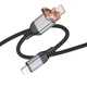 Зарядний кабель швидкого заряджання USB-A/USB-C to Lightning 27W hoco. U128 Transform 2 in 1 USB/Type-C to iPhone сердечник із чистої міді Black - зображення 4