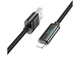 Зарядний кабель швидкого заряджання USB/Lightning 12W hoco. U127 дисплей синхронізації акумулятора телефону concealed digital display Black - зображення 4