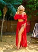 Пляжний жіночий костюм шифоновий One Size червоний (fitzi2922) - зображення 1