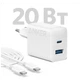 Зарядное устройство Anker PowerPort 312 - 20W USB-C USB-A + USB-C cable White (B2348G21) - изображение 2