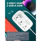 Сетевой удлинитель фильтр с GAN зарядкой Ldnio SC3416 |2USB/2Type-C, 3Sockets. QC/PD, 65W/5A, 2m Белый - изображение 5