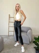 Демисезонные женские брюки из экокожи (тонкие) Fashion 48 черные - изображение 2