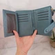 Женский вместительный складной кожаный кошелек серо-голубой - изображение 6