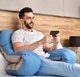 Подушка П-подобная IDEIA 140х75х20 см U-shape для беременных, реабилитации и повседневного комфорта с наволочкой на молнии Антиалергенная Стеганная Джинс/Серая (4820182652325) - изображение 9