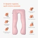 Подушка для беременных и отдыха Sleepingg U-Shape формы Антиаллергенное волокно с наволочкой и молнией Пудра (4820227283477) - изображение 2