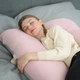Подушка для беременных и отдыха Sleepingg U-Shape формы Антиаллергенное волокно с наволочкой и молнией Пудра (4820227283477) - изображение 5
