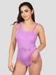 Цельный купальник в рубчик с поясом одно плечо Z.Five 86260-1 сиреневый 2XL - изображение 4