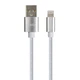 Дата кабель USB 2.0 AM to Lightning 1m nylon silver Vinga (VCPDCLNB1S) - зображення 2