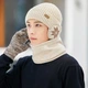 В'язана шапка + шарф Narason 9515 57-60 колір бежевий - зображення 1