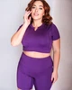 Спортивний жіночий костюм XCVI Plus Size для фітнесу та йоги +SIZE БАТАЛ (кроп-топ футболка + подовжені шорти) 3XL Фіолетовий (1657_3XL) - зображення 1