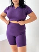 Спортивний жіночий костюм XCVI Plus Size для фітнесу та йоги +SIZE БАТАЛ (кроп-топ футболка + подовжені шорти) 3XL Фіолетовий (1657_3XL) - зображення 2